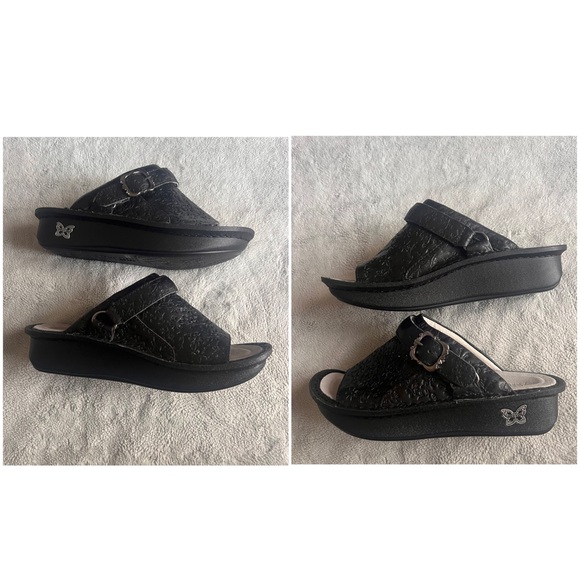 Alegria Klover Dearest Hybrid Leather Swivel Strap Comfort Sandal Clog Black - Picture 5 of 11